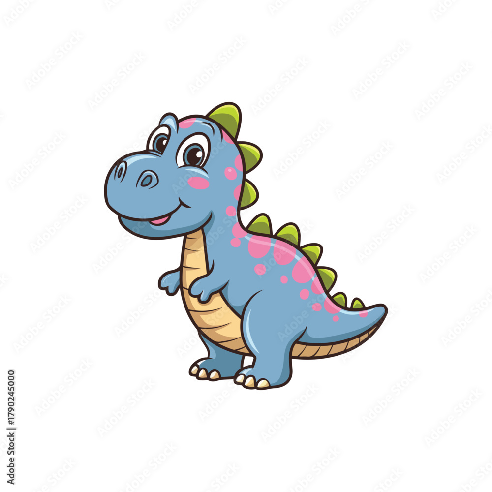 Fototapeta premium Cute Blue Dinosaur Cartoon Character