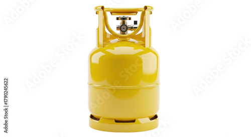 Isolated gas cylinder, fuel container for outdoor use, yellow, gas storage, pressurized fuel tank