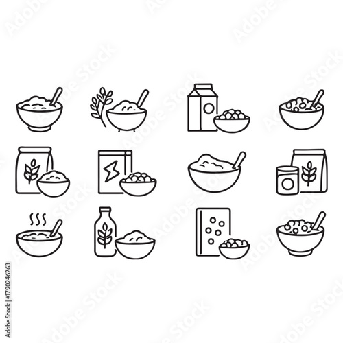 Breakfast, oatmeal and cereals icon vector