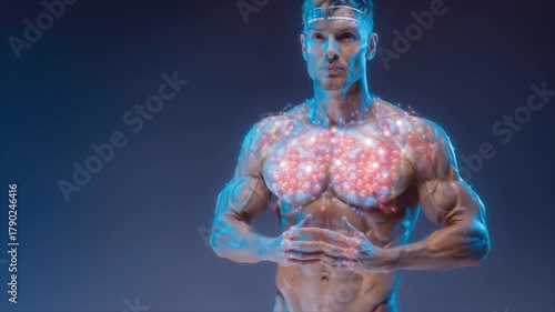 Sports science concept showing BCAA boosting protein synthesis and reducing fatigue after exercise