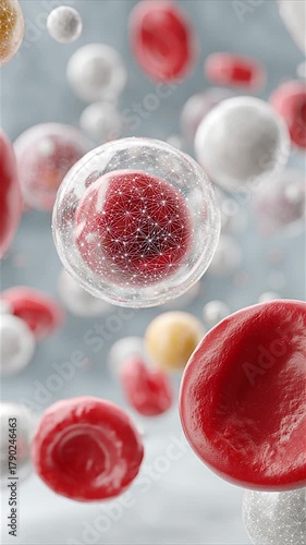 Medical concept showing vitamin C supplement activating immune cells and repairing body tissues