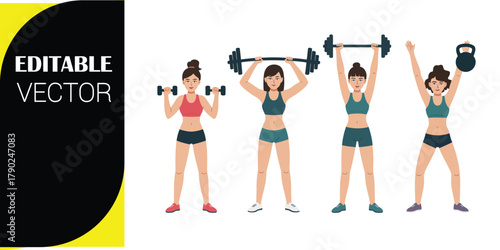 Women Exercising With Weights And Barbells woman fitness