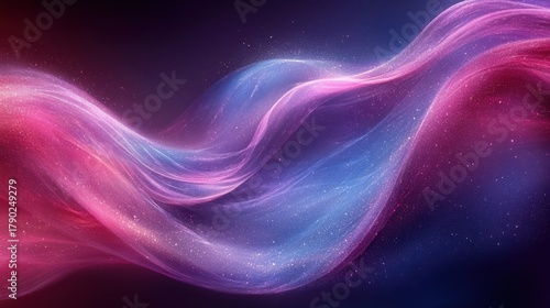 Abstract cosmic wave flow, glowing particles, dark backdrop, digital art