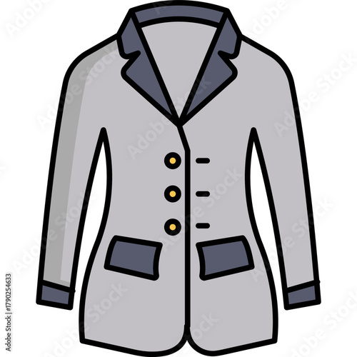 Coat Colored Outline Icon – Outerwear, Winter Clothing, Fashion Apparel Symbol