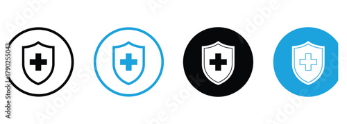 Safeguard your health with these modern shield icons, symbolizing protection and wellness, ideal for healthcare branding, medical apps, and insurance promotions, promoting safety and security