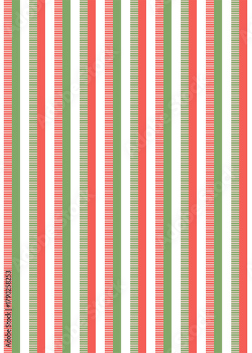 Festive vertical striped pattern in green and red