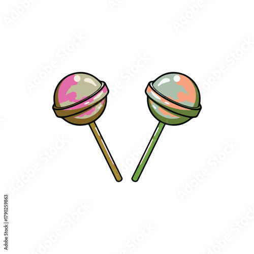 Two Lollipops with Different Colors and Flavors