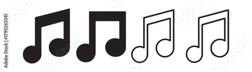 Music icon set. note music icon vector. tone icon.black music