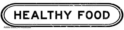 Grunge black healthy food word rubber seal stamp on white background