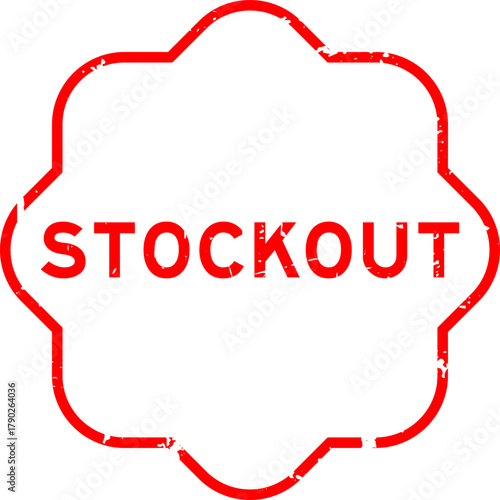 Grunge red stockout word rubber seal stamp on white background