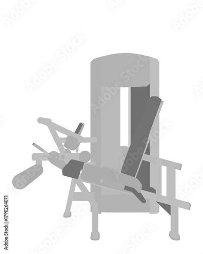 A sleek black and white animated leg press machine features a sturdy metal frame, comfortable seat, and adjustable weights. The ergonomic handles and digital display support an effective seated leg.