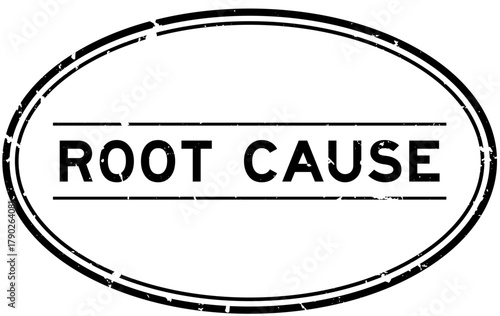 Grunge black root cause word oval rubber seal stamp on white background