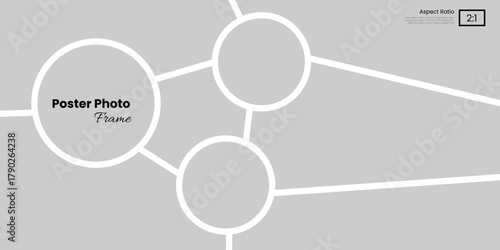 Creative 2:1 aspect ratio photo collage template with three circular frame placements