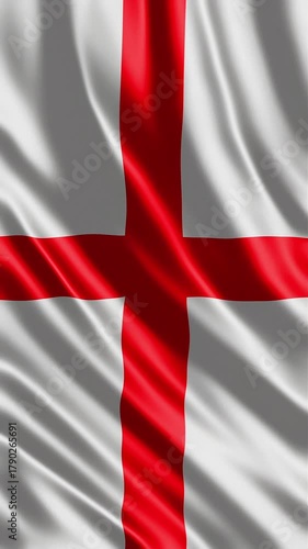 Waving Saint George Cross Flag in Wind.