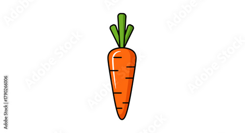 Vibrant cartoon carrot illustration against clean white backdrop displaying nutrition