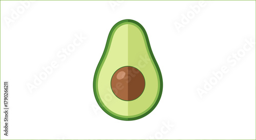 Minimalist illustration of a halved avocado with pit providing a clean healthy design