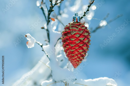 Christmas toy on the branch