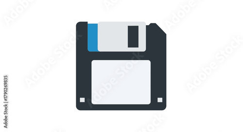 Retro Technology: Isolated Vector Illustration of a Floppy Disk on White Background