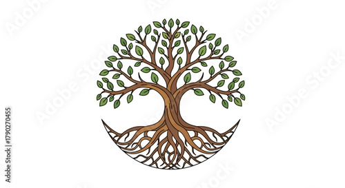 Stylized tree of life drawing, symbolizing growth, connection and natural harmony