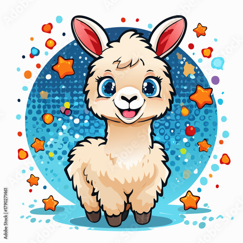 süßes kleines Lama - Comic Cartoon Style