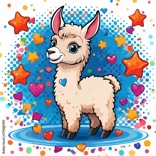 süßes kleines Lama - Comic Cartoon Style