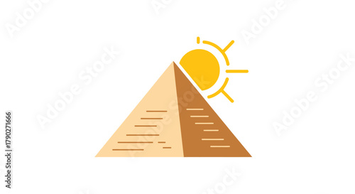 Stylized egyptian pyramids and sun graphic design, perfect for travel or history themed contents