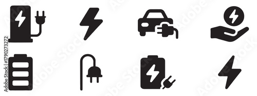 Car charging point icon. Electric plug symbol. Electricity sign. Electric car icon.