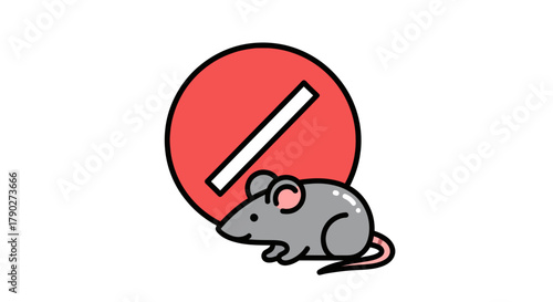 Vector illustration depicting a rodent with a prohibition sign symbolizing pest control measures