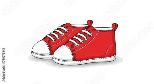 Vibrant vector illustration showcasing a pair of red canvas shoes side by side on a blank scene