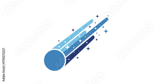 Stylized celestial shooting star illustration with radiant sparkle trail design vector concept
