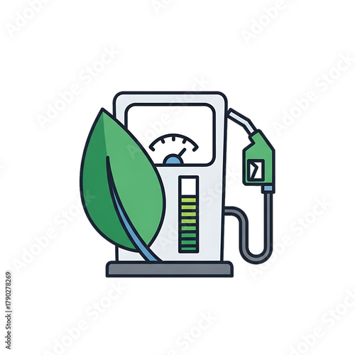Fuel pump with leaf showing eco energy innovation.