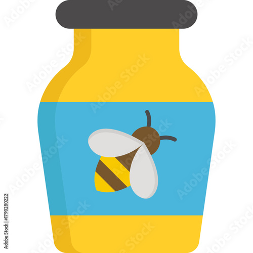 Honey Icon Flat Design, Sweet Food and Natural Product Symbol, Beekeeping Illustration