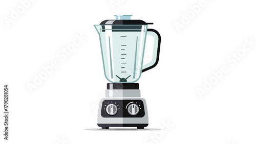 A minimalist illustration of a glass blender with a black lid
