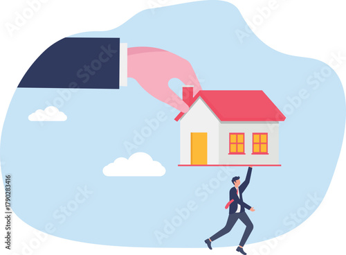 concept of Big boss pulls employee from home back to office work
