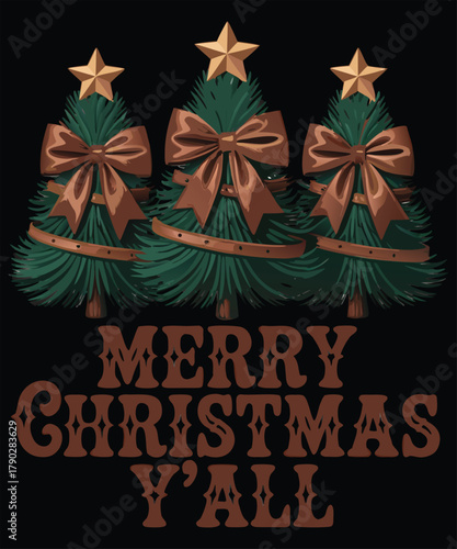 Merry christmas y all festive tree design