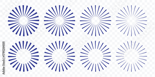 Sunbursts icon set. Sun star rays, design elements.