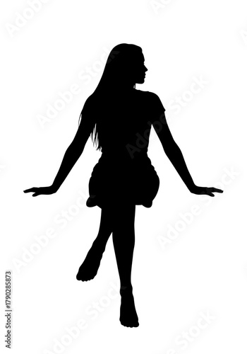 Elegant pose silhouette of woman sitting, captivating the essence of grace and poised confidence in a modern style