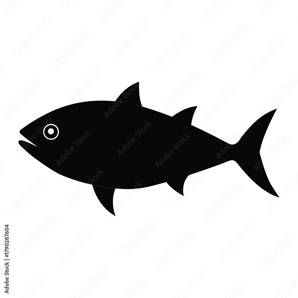 Obraz premium Amberjack Fish Silhouette Vector on White Background