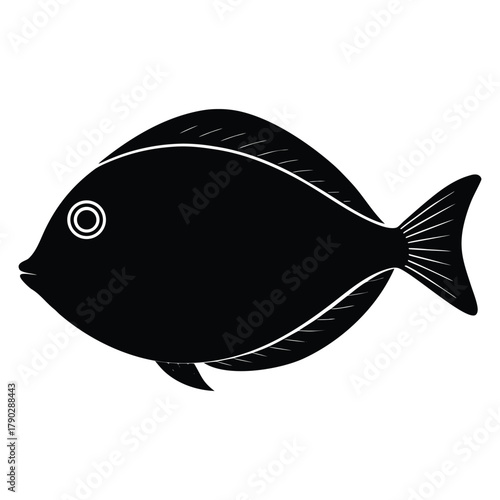 Blue Tang Tropical Fish Minimal Outline Vector
