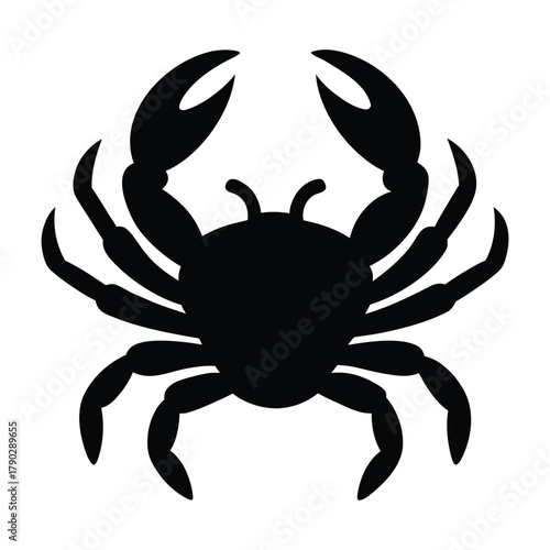 Coral Crab Silhouette Marine Vector Illustration
