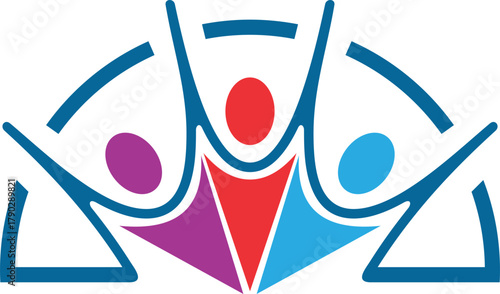 vector illustration of a symbol of people teamwork diversity vecor logo