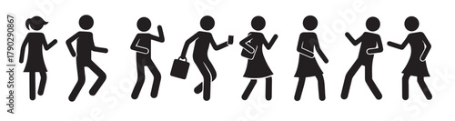 collection of eight black silhouette figures in various