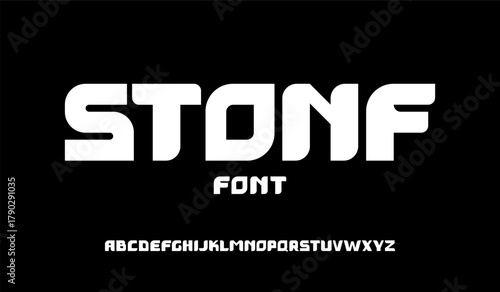 Bold bubble font with sharp and rounded corners. Heavy typeface with balloon effect. Y2K alphabet. Black and white typescript for headings. Rounded font. Plump alphabet. Strong techto font
