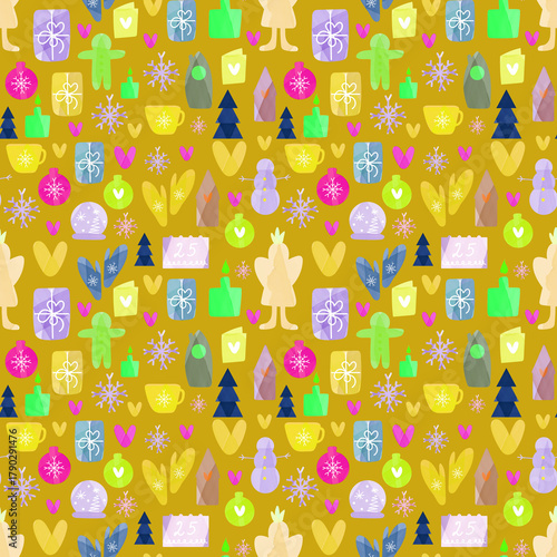 Seamless pattern with Сhristmas decorations
