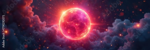 Abstract glowing orb, radiating ethereal light beams, futuristic and hopeful, vibrant energy pulses  Perfect for science fiction, fantasy, technology, and spiritual concepts ,  color,  hope,  shine