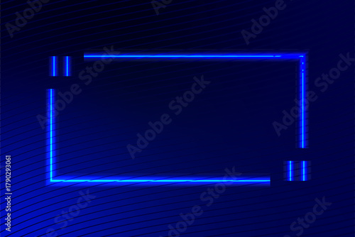 Vibrant Blue Neon Light Quote Box Frame on Dark Wavy Textured Background