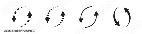 Two-Way Vertical Sync Arrows Icon Set: Up-Down Exchange, Transfer, Refresh, Reversal