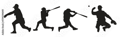 collection of baseball player silhouettes