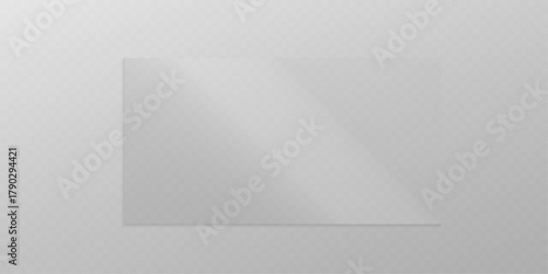 Clear reflective glass panel design element PNG.