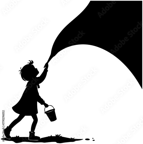 Silhouette of Child Revealing Light with Paint – Creativity and Discovery